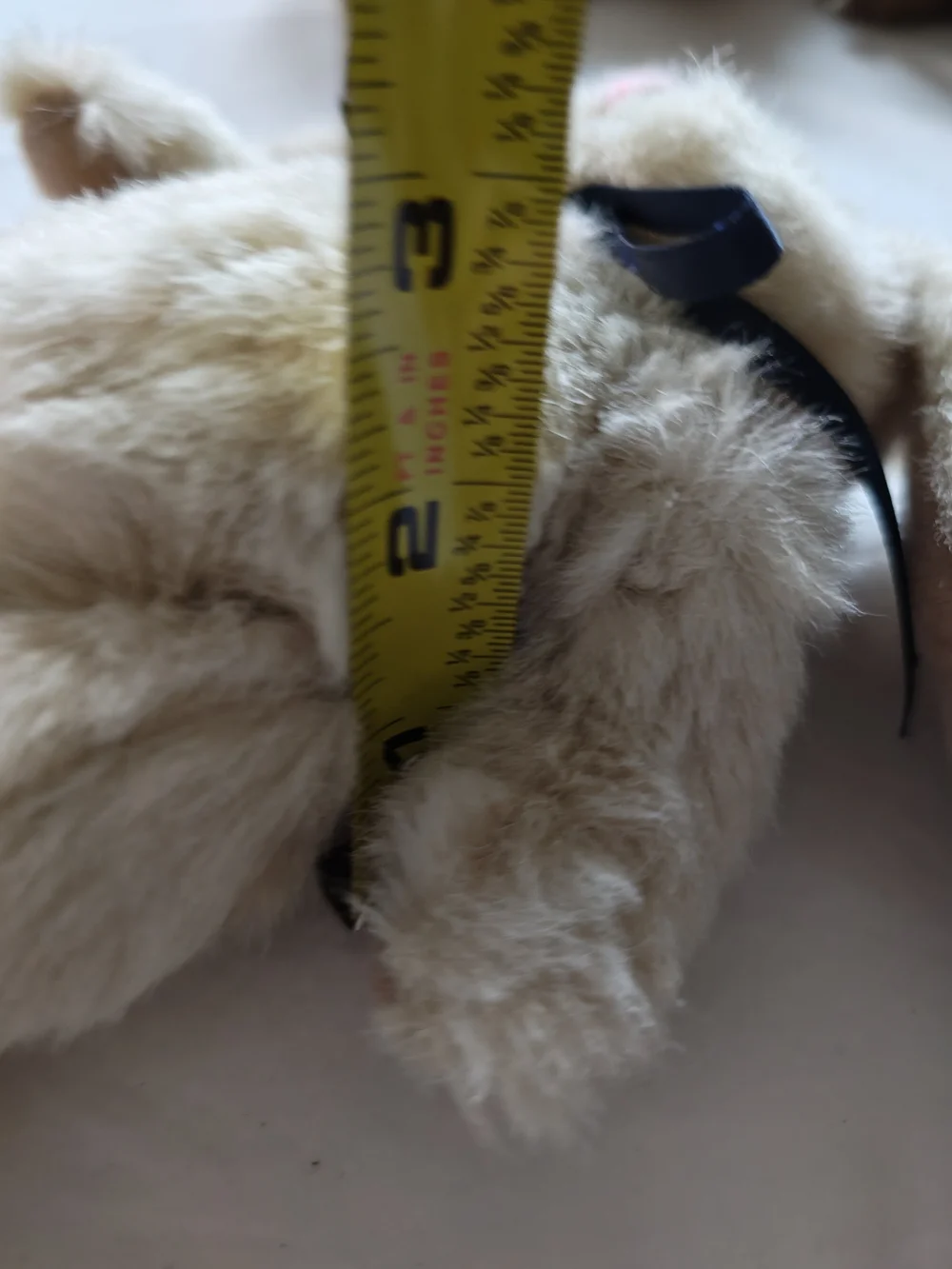 Source Unknown Cream Plush Bunny with Black Ribbon
